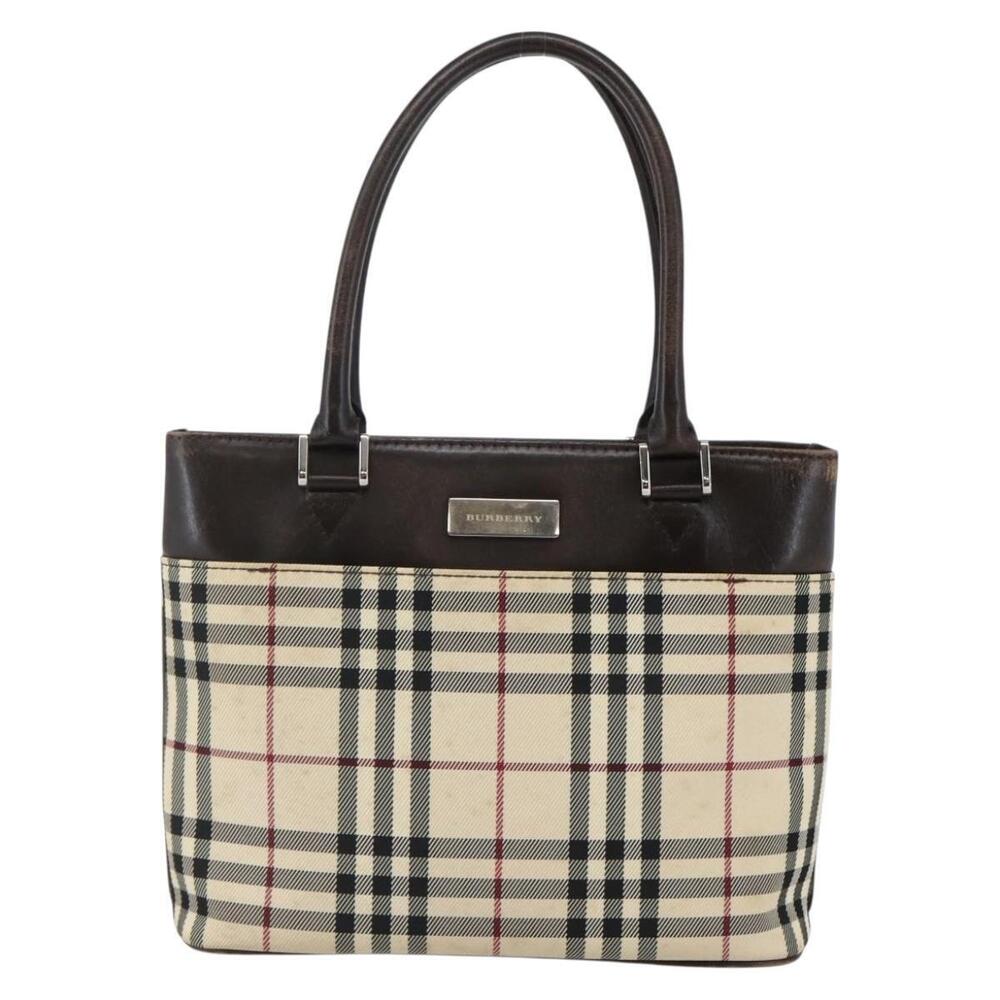 BURBERRY Nova Check Hand Bag Canvas Beige Gold Auth BA6325 - Picture 13 of 16